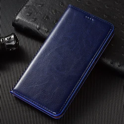 Premium Crazy Horse Genuine Leather Flip Phone Cover for Pixel 5A 5G (Blue)
