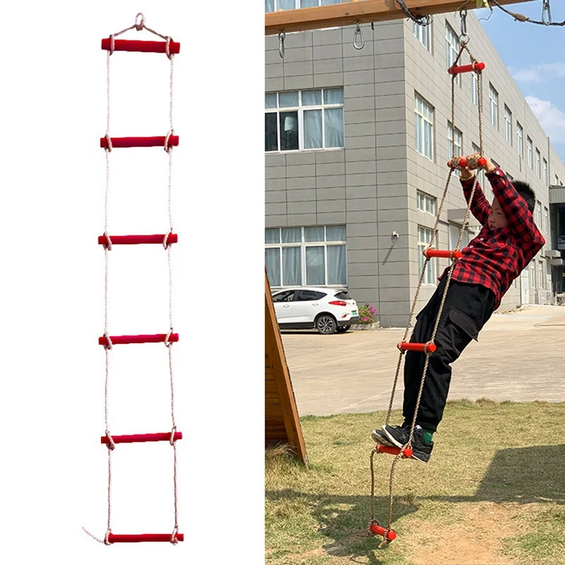 Kids Rope Ladder, Outdoor Plastic Rungs PE Rope Ladder For Boys Kids, Climbing Ladder Toy Exercise Equipment 3