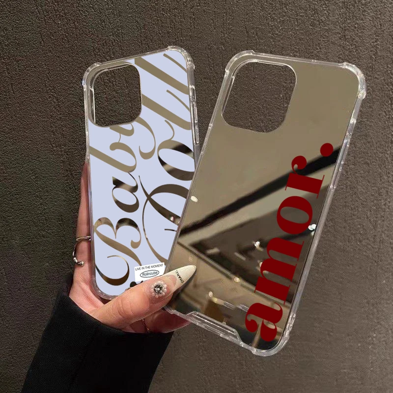 Blue Silver Plated Mirror Shockproof Soft Phone Case