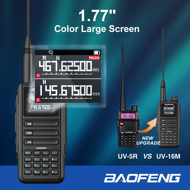 New Baofeng UV16M V2 Walkie Talkie 15W High Capacity AM FM Two Way Radio Full Band LCD 999CH Frequency Copy NOAA Noise Reduce 2