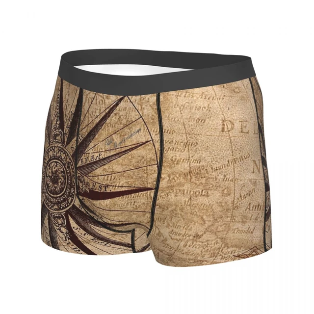 Old Compass Vintage Pirate Men's Underwear Boxer Briefs Shorts