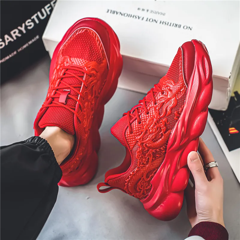 Brand China Dragon Casual Sneakers Men High-quality Red Running