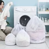 4 Pcs/Set Large Mesh Drawstring Washing Laundry Basket Underwear Organizer Net Washing Machine Reusable Delicate Net Fabric New 2
