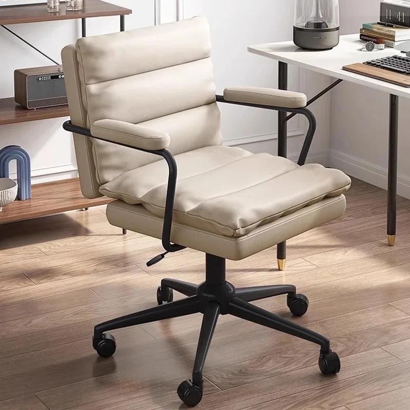 Casters Floor Office Chair Beige Elbow Pad Comfy Leather Office Chair Playseat Back Cadeiras De Escritorio Office Furniture elbow asleep in the back 1 cd