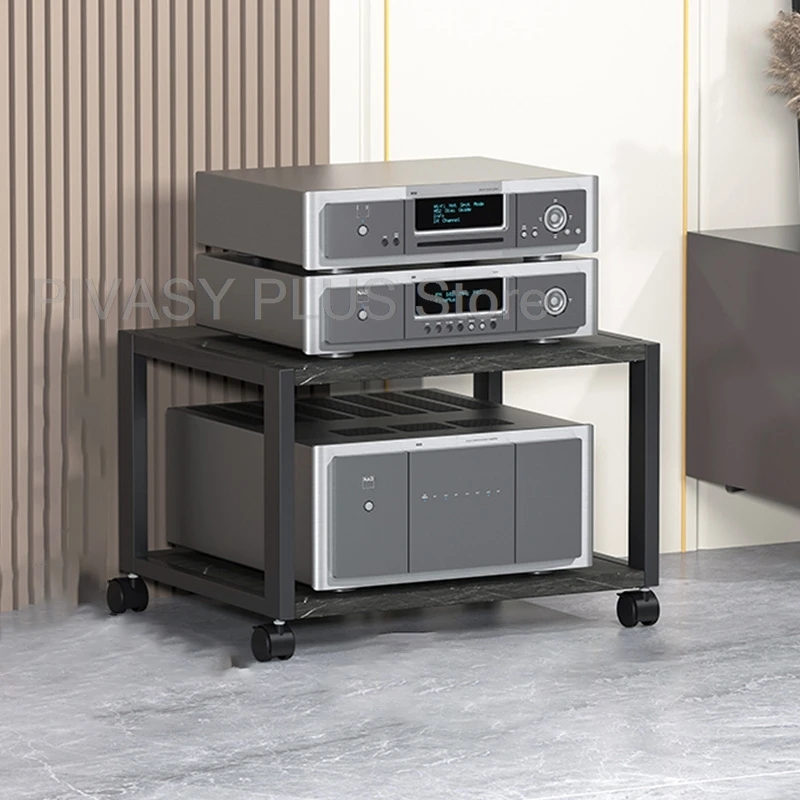 2-5 Tier Speaker Stand 360°Wheel Audio Rack Sturdy Metal Frame Amplifier Shelf 40x50cm Storage Bracket For Home Theater Radio DJ