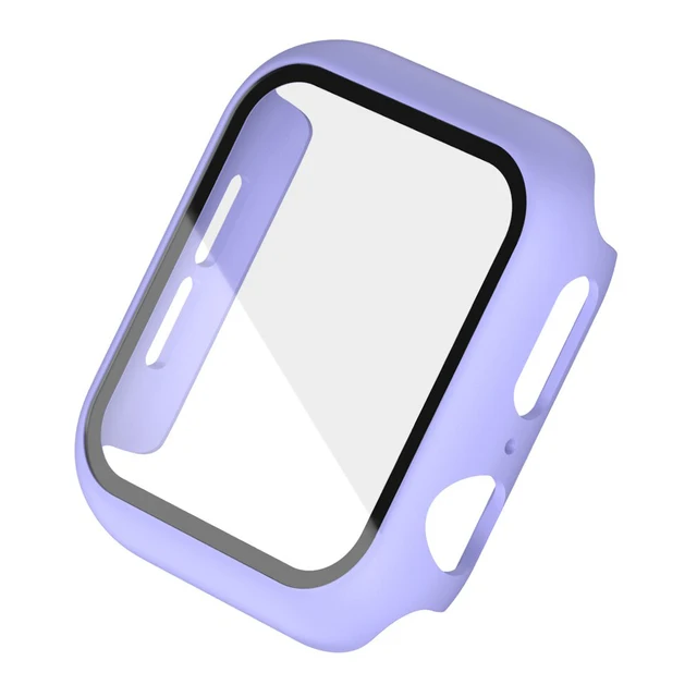 Hard PC Case for Apple Watch Series 45mm 41mm 44mm 40mm 42mm 38mm Tempered Protective Cover for Iwatch Serie 7 6 5 4 3 2 1 SE Purple