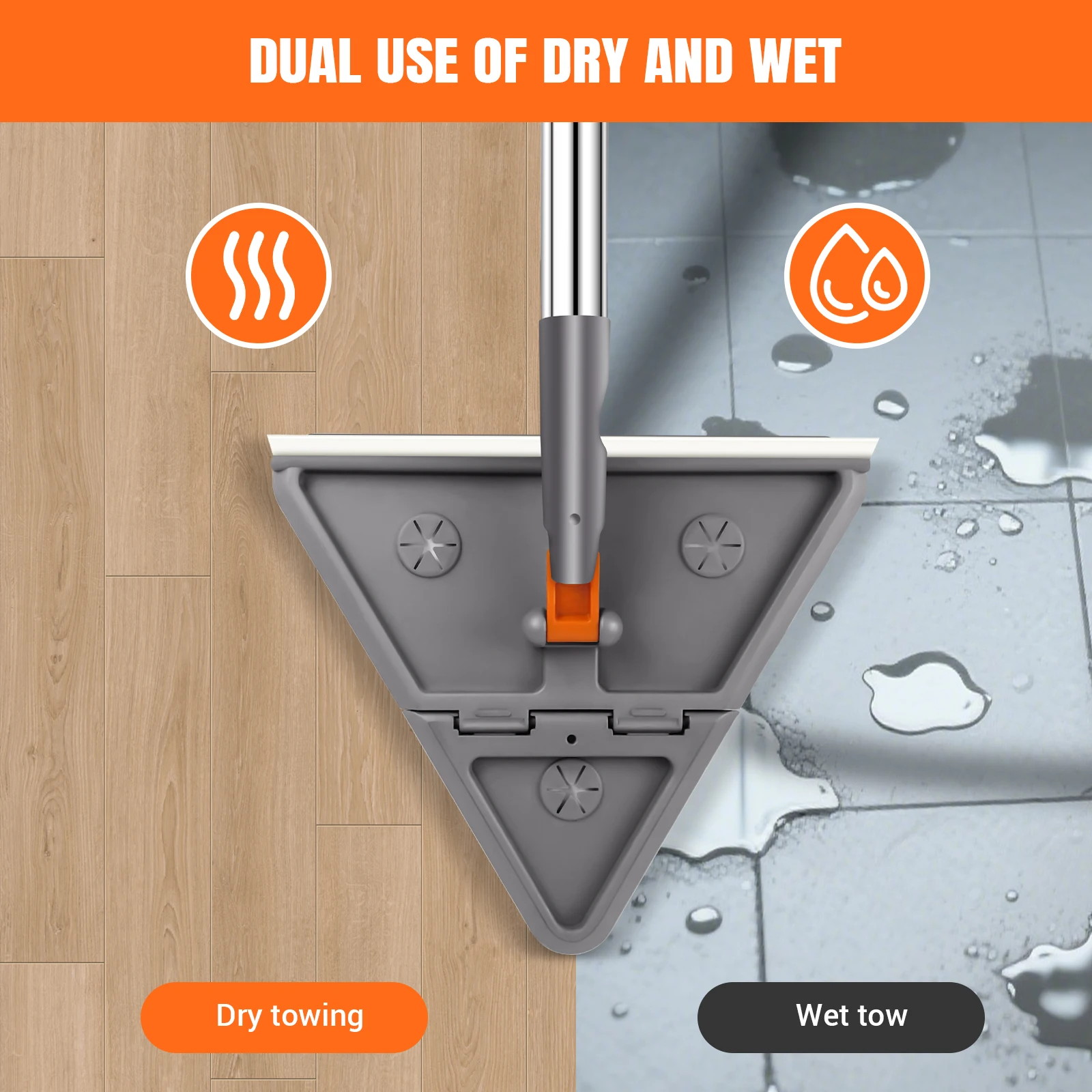 Triangle Mop 360° Rotatable Extendable Adjustable 206.5 Cm Cleaning Mop For Tub Tile Floor Wall Cleaning Mop Deep Cleaning: 3 - 5 Days Free Delivery Only UK Mop