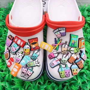 1-26Pcs Food PVC Cartoon Bottle Drinks Shoes Charms Accessories Sandals Designer Decoration Clog Fit Kids Gift