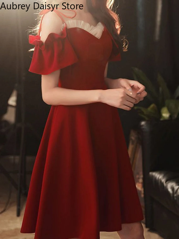 

Summer Red Spaghetti Strap Mini Dress Women Korea Sexy Patchwork Evening Party Dress Elegant Formal Occasion Short Dress New In