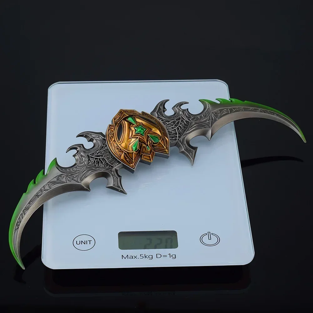 29cm World of Warcraft Weapon Warglaive of Azzinoth Illidan Azeroth 29cm Metal Anime Game Uncut Weapon Model Crafts Gift Toy 2