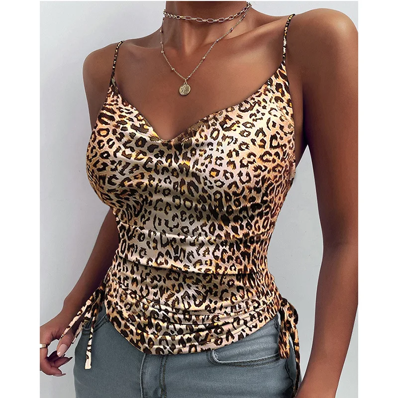

Tank Shirt Women Tank Top sexy Drawstring V Neck Camisole Summer Y2k Crop Tops Loose Sleeveless Blouses Spaghetti Strap Vest