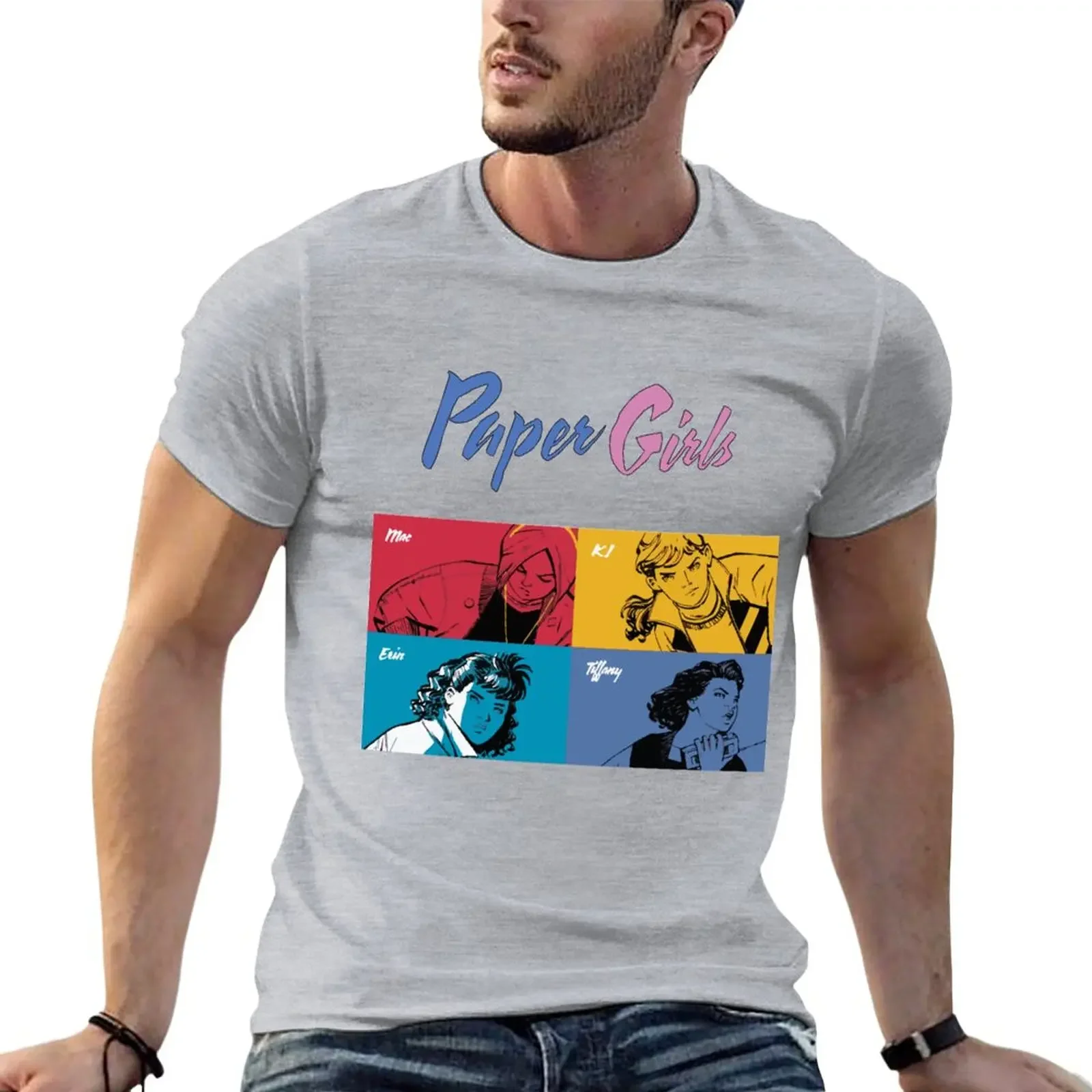 Paper Girls Erin Mac Kj Tiffany Retro Vintage 80S Stickers Sticker Girl T-Shirt Sublime Anime Quick Drying T-Shirt Uomo