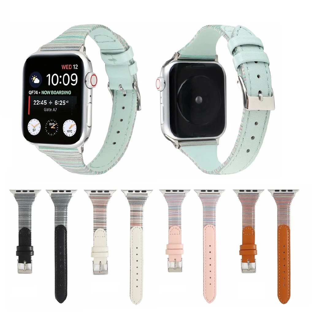 

For Apple Watch Series 7 6 se 5 4 3 2 1 Ladies Bracelet band Genuine leather strap for iWatch Smart Watch Accessory apple watch