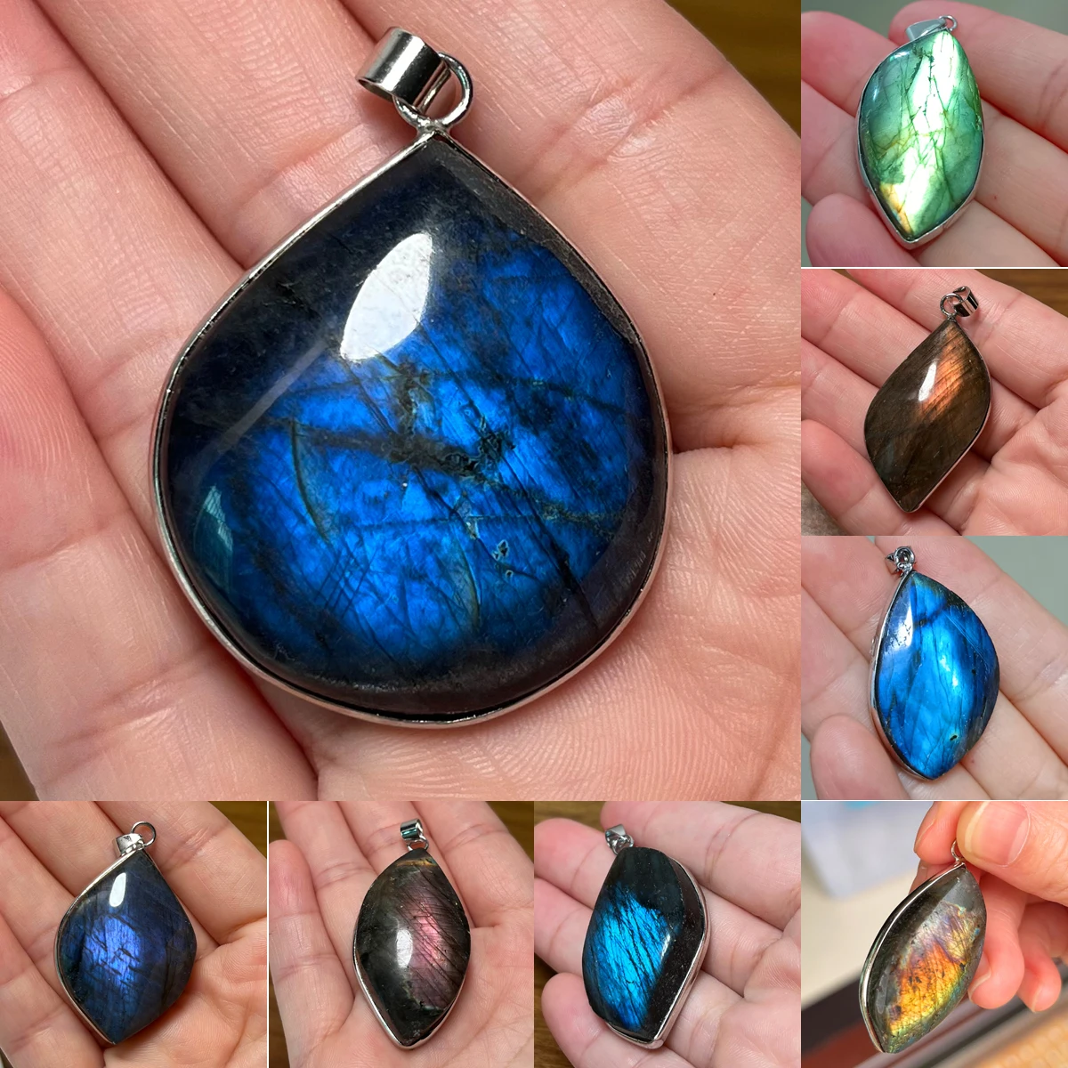 

Necklace Pendant Natural Stone Irregular Shape Bead Green Purple Red Orange Labradorite Pendant for Women Men Jewelry 1Pcs
