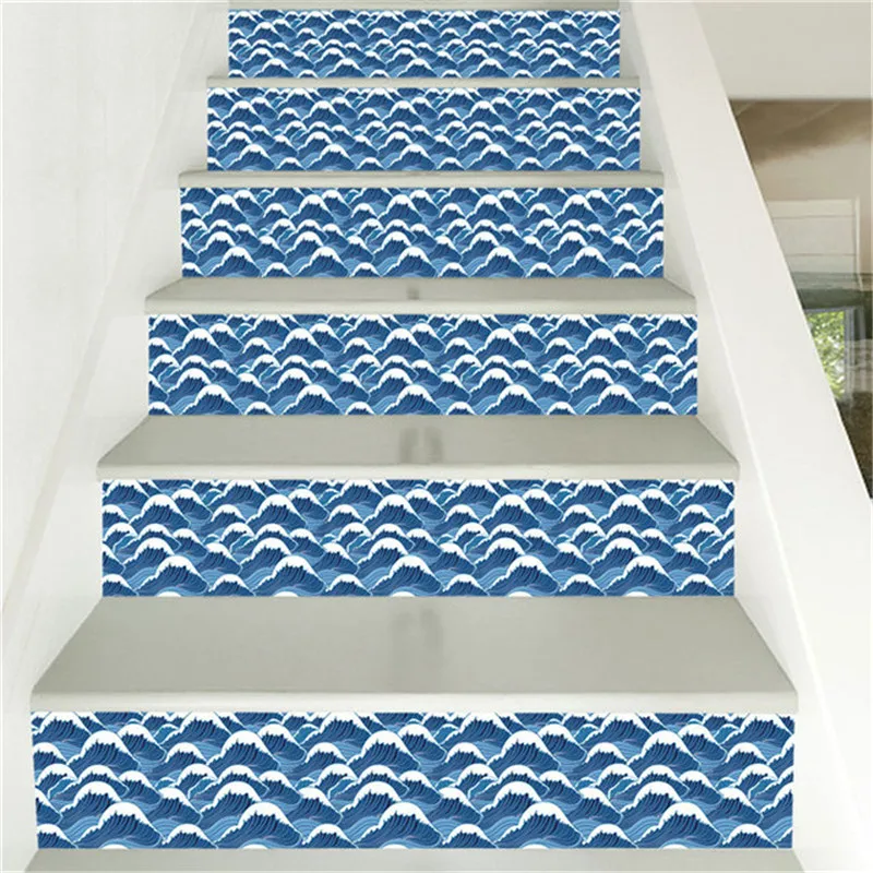 Colorful Ceramic Tiles Removable Stair Sticker Step Creative Self-Adhesive PVC Staircase Wallpaper Decal Vinyl Stairway 6/13pcs