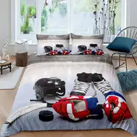 Ice Hockey Duvet Cover Set Boys Puck King Size Sports Games Theme Bedding Set For Kids Youth Adult Men Winter Match Quilt Cover 1