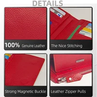 VICKAWEB Magnetic Wallet Women Short Genuine Leather Wallets Fashion Alligator Hasp Wallet Female Small Woman Wallets And Purses - Image 5