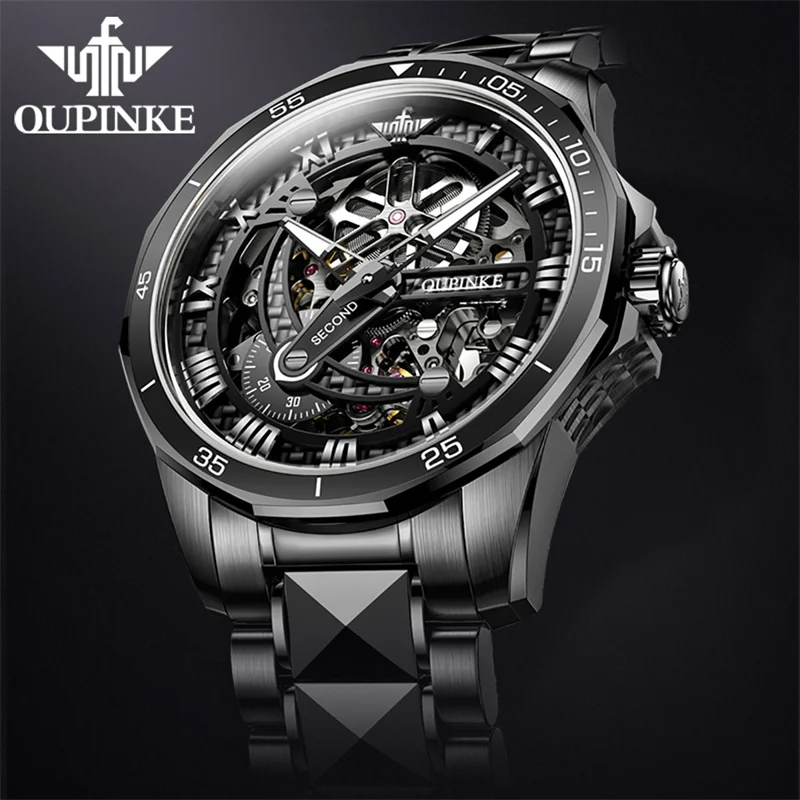 

OUPINKE Tungsten Steel Men Watch Tourbillon Top Brand Luxury Casual Waterproof Sports Male Automatic Mechanical Watches Relogio