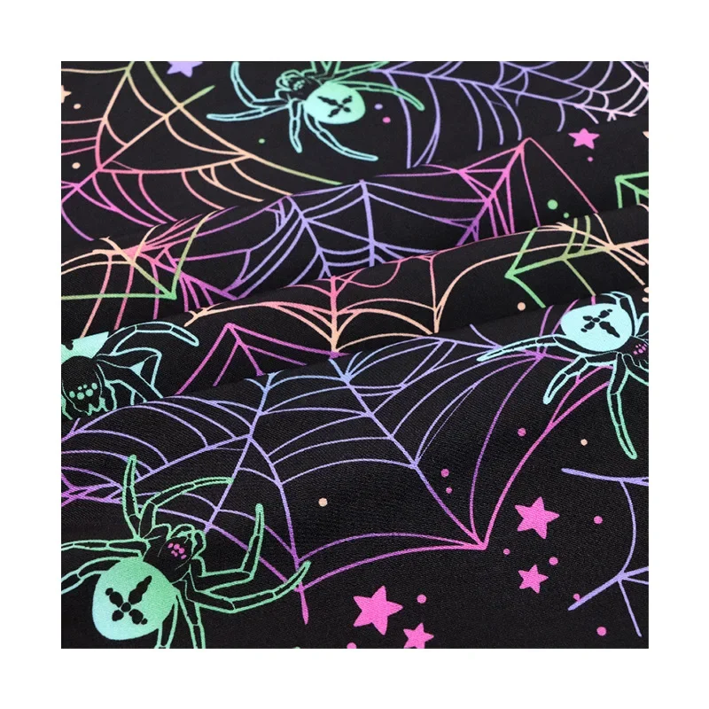 Colorful Spider Printed Fabric Shirt Beach Pants Underwear Garments With Web Pattern For Men And Women