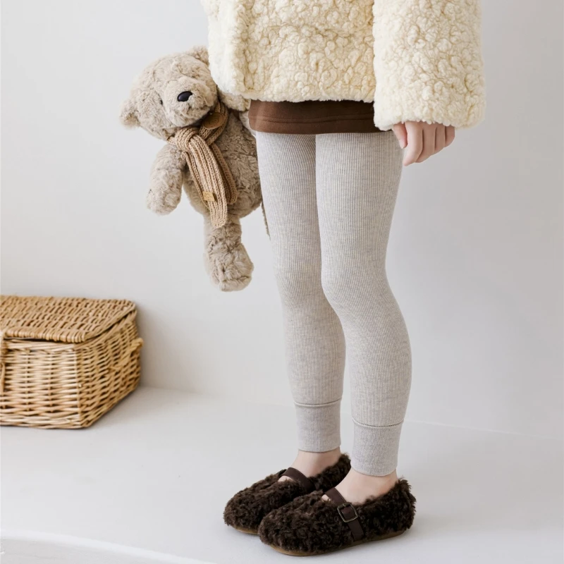 Solid Color Stockings for Kids Warm Tights Fleece Lined Pantyhose Girl Bottom Leggings Elastic Pantyhose Leg Warmer kids pantyhose solid color pantyhose kids leggings