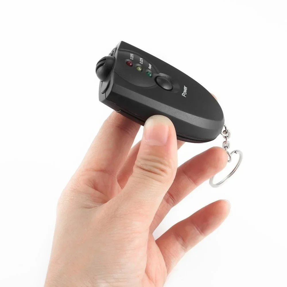 1PCs Mini Key Chain Alcohol Meter Analyzer Portable Keychain Red Light LED Flashlight Breath Tester Breathalyzer