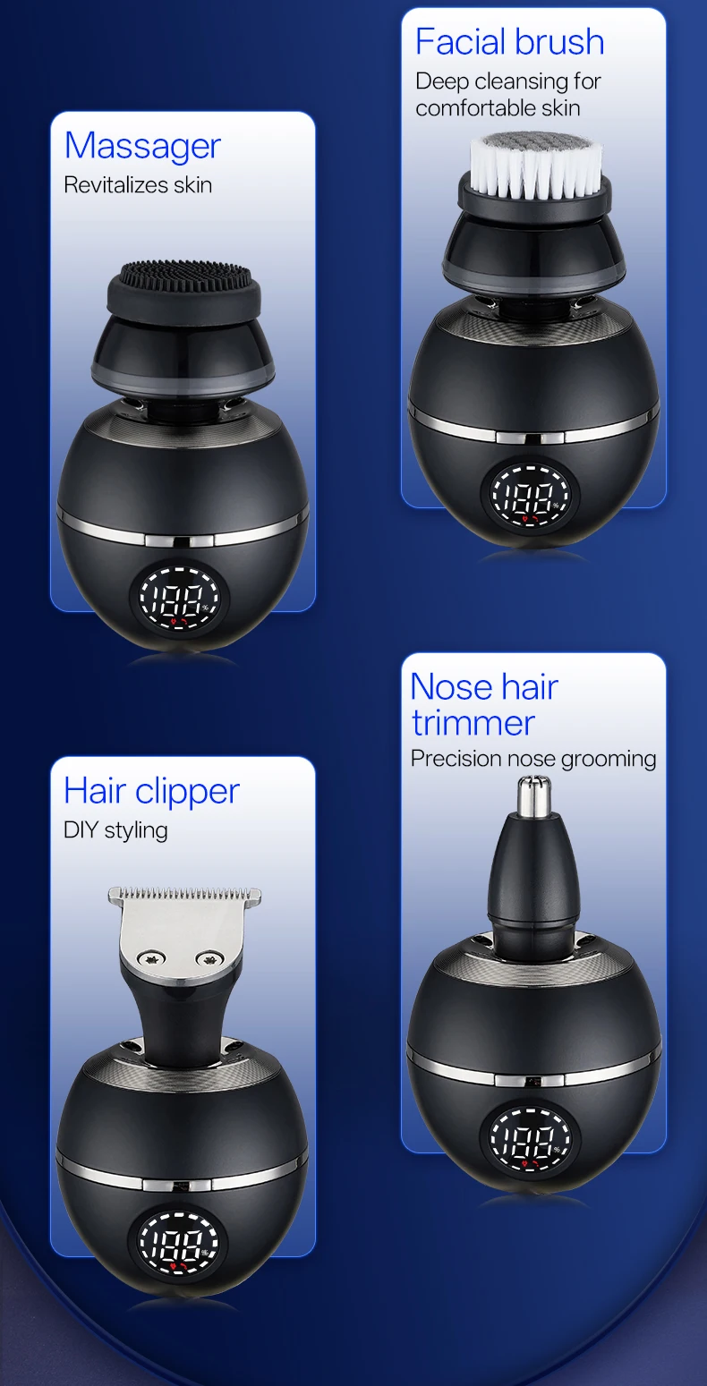 7D 플로팅 충전 전기 면도기, 시트 충전기, 휴대용 남성용 다기능 트리머, 면도기, 전신 방수