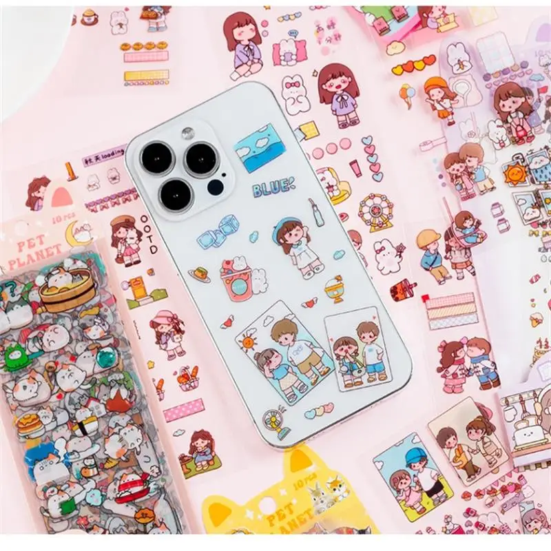 10pcs/package Cartoon Animals Stickers Decorative Scrapbook Diary Background Paper DIY Garbage Magazine Diary Stationery