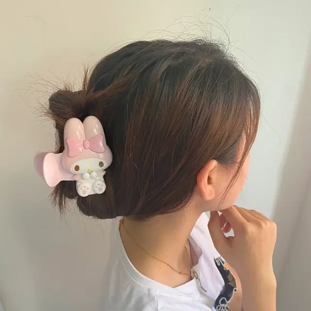 Cartoon Mymelody Kuromi Hair Clips Large Hair Claw Cross Hairclip Headband Hairpin Hair Crab Women Hair Accessories