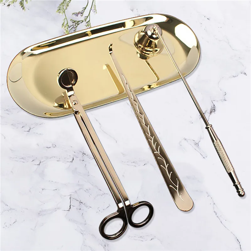 3PCS Candle Suppressor One-piece Tool Domestic Aromatherapy Candle Scissors Suppressor Hook Tray Tool Clippers candle snuffer