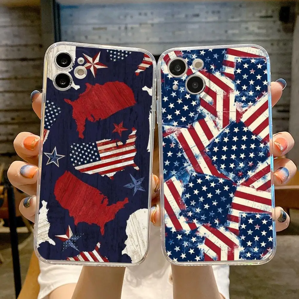 Чехол с американским флагом США для телефона IPhone 15 14 13 12 11 Pro 14 15 Plus 13 Pro MAX XR XS женские прозрачные чехлы