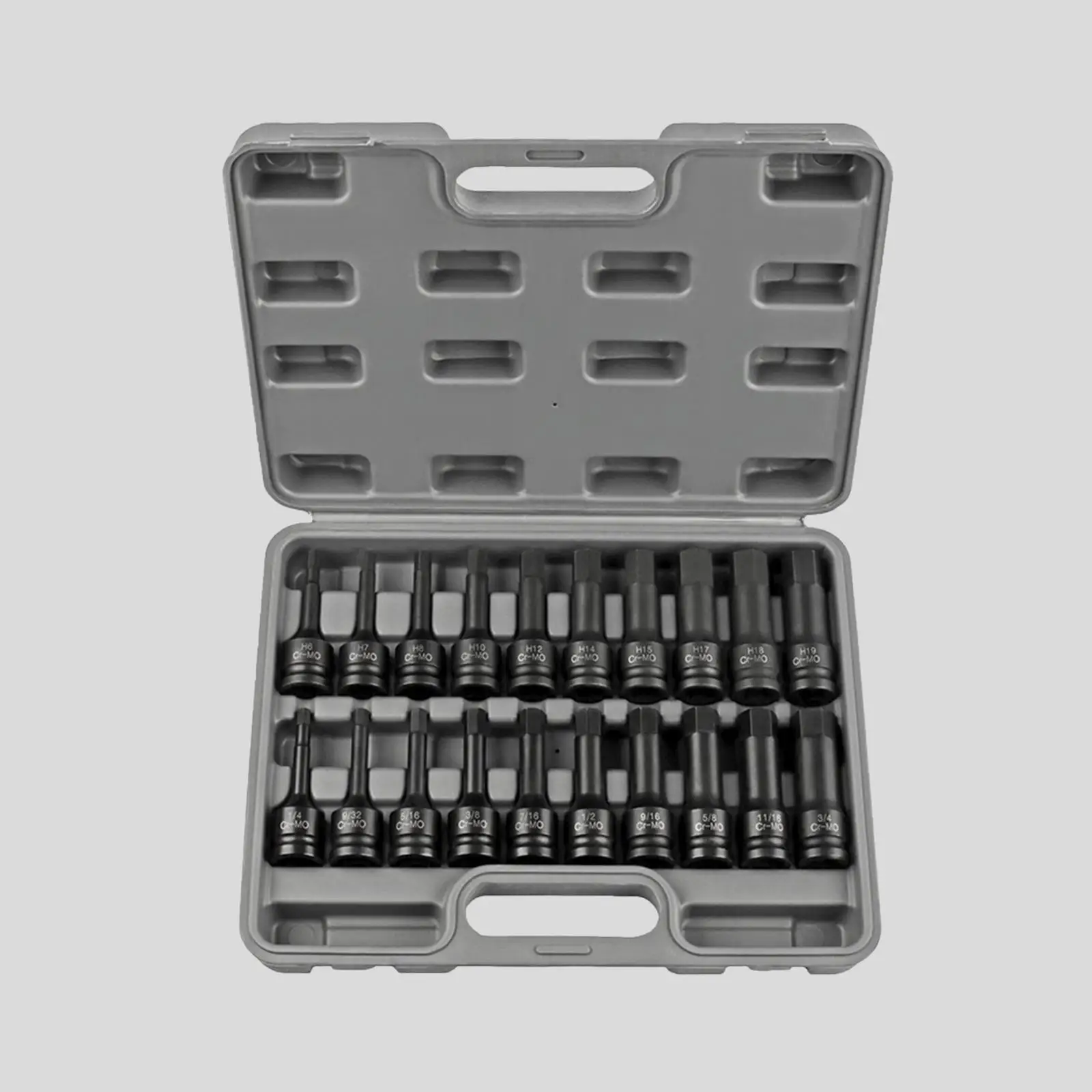

20 Pieces 1/2" Drive Master Impact Hex Bit Set Bit Socket Heavy Duty for Industrial Equipment with Storage Box SAE and Metric