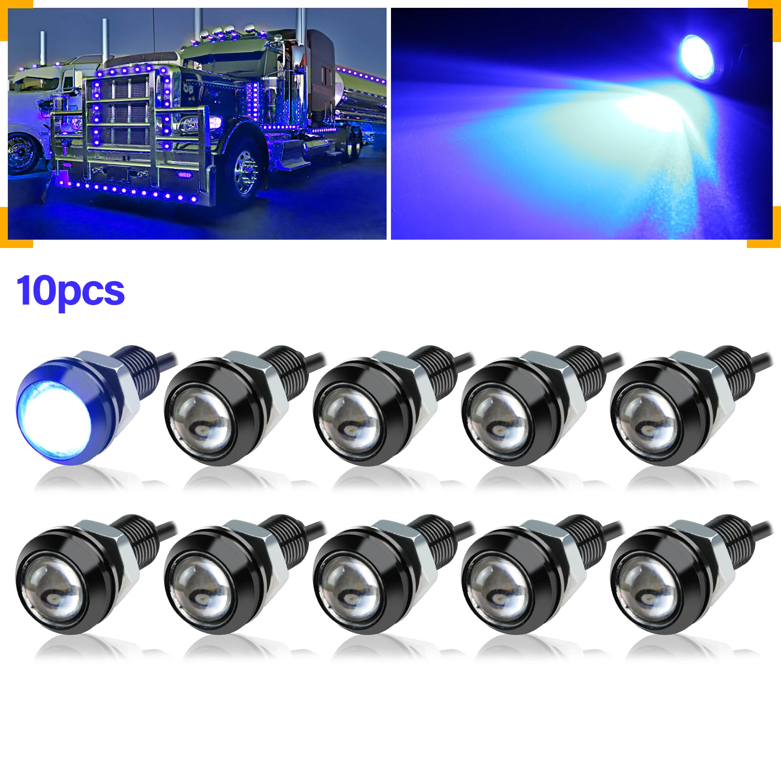10PCS 0,7 in/18mm Mini Auto Eagle Eye DRL Led Tagfahrlicht LED 12V Backup Rückfahr parkplatz Signal Autos Lampen – Detail 9