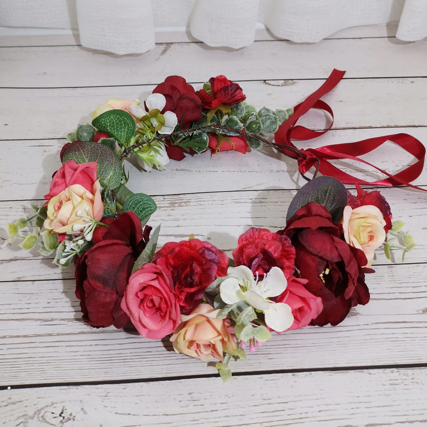 Couronne de Fleurs Roses pour Festival, Accessoires pour Cheveux