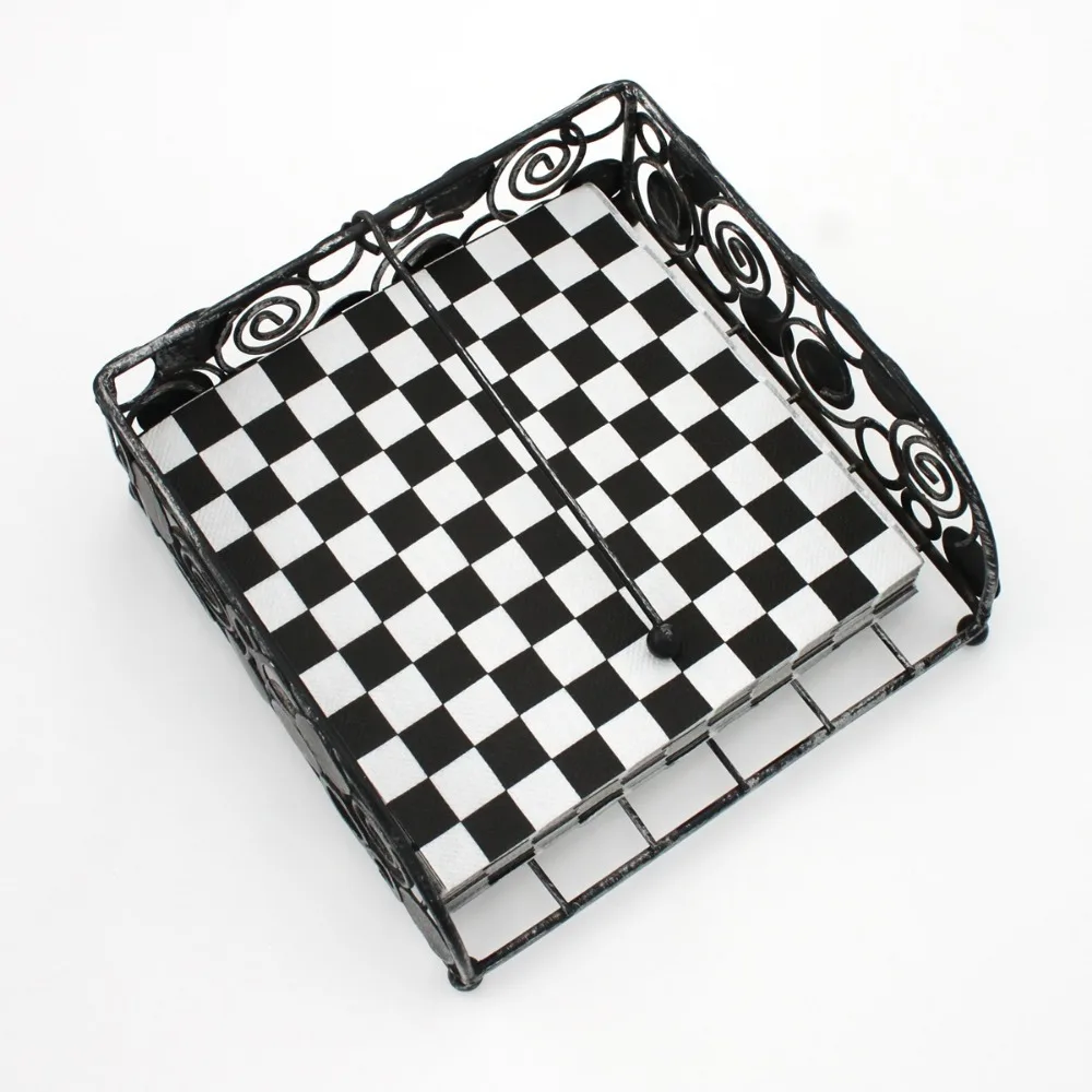 Paper Napkins 20pcs/pac Fashion Black White Checkered Printed Napkin Papers Minimalist Chessboard Patterned Coffee Shop Cloth
