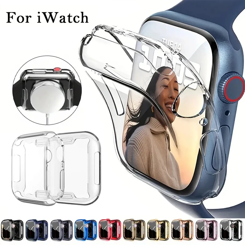 

Чехол для защиты экрана для Apple Watch, чехол-бампер из ТПУ с полным покрытием для iWatch Series 9 8 7 SE 6 4 3, 45 мм 41 мм 44 мм 40 мм 42 мм 38 мм
