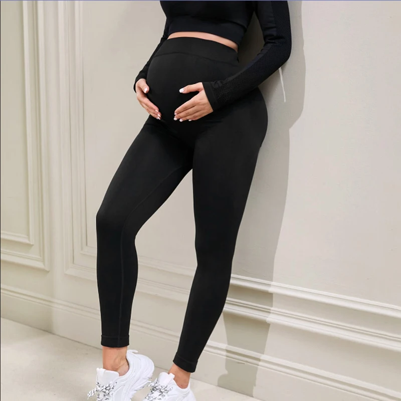 New Spring Autumn Pregnant Women Waist Support High Waist Hip Lift Slim Fit leggings for Comfortable Nude Feel Sports Tight Fit 5