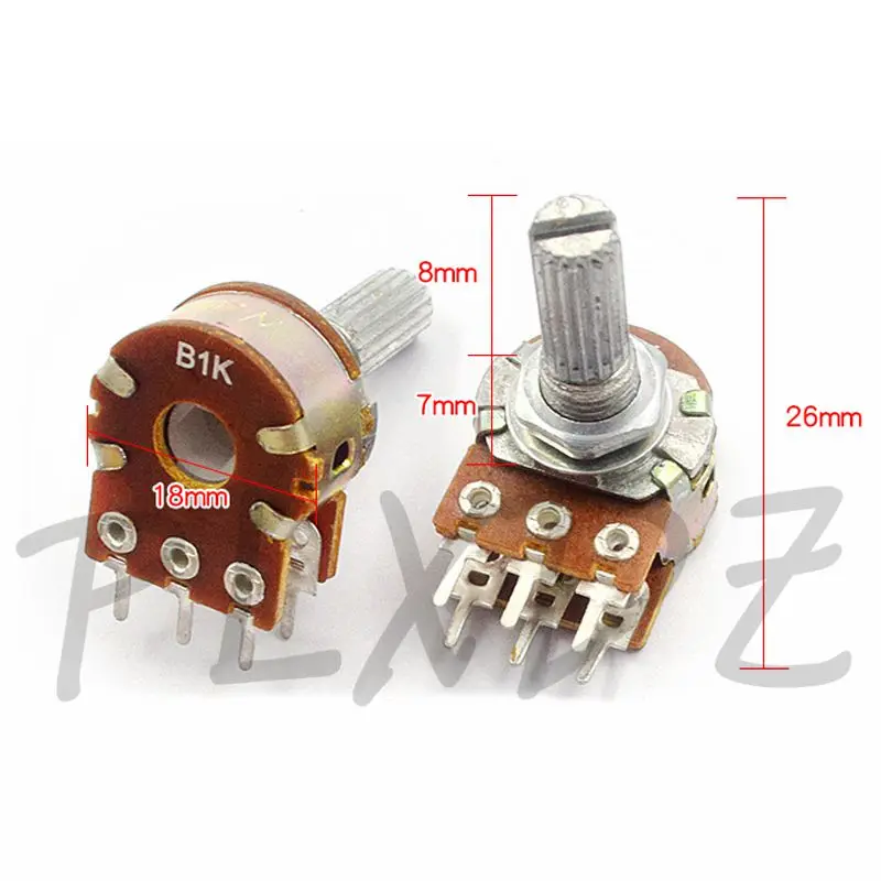 10PCS 6-pin WH148 Duplex Potentiometers Shaft Length 15 L15MM 6PIN B 1K 2K 5K 10K 20K 50K 100K 500K ohm Dual Potentiometer
