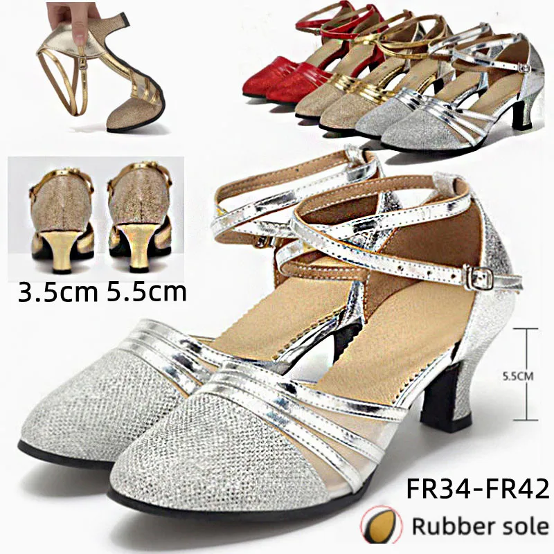 Women Outdoor Dance Shoes Girls Latin Modern Tango Salsa Dance Shoes Ladies Low Heel Closed Toe