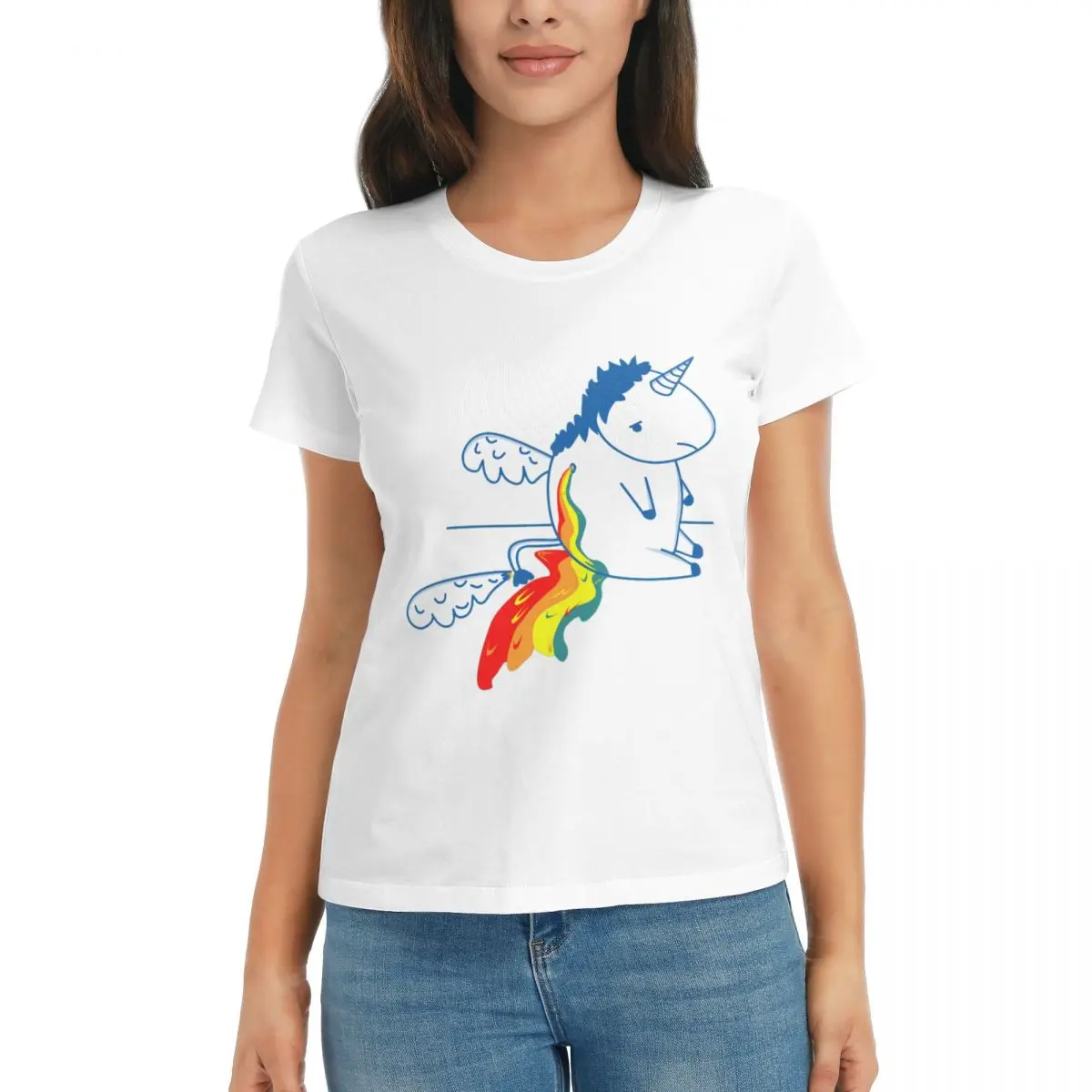 Deviidos De Unicornio Arcoiris Unicornio Arcoiris T-Shirt Girocollo Basic Da Donna Per Il Tempo Libero Di Alta Qualità