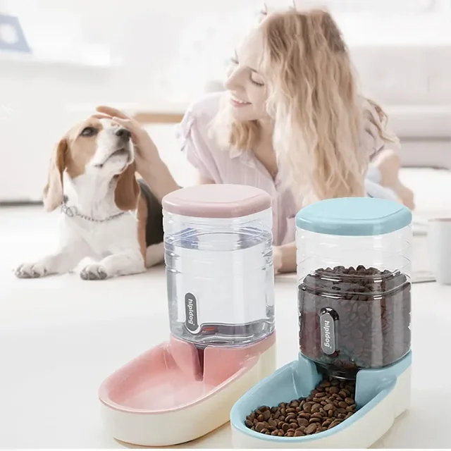Automatic Dog Feeder Waterer Gravity Pet Food Dispensers Cat Water Dispenser Large Capacity Storage Container Food Water Bowl 6