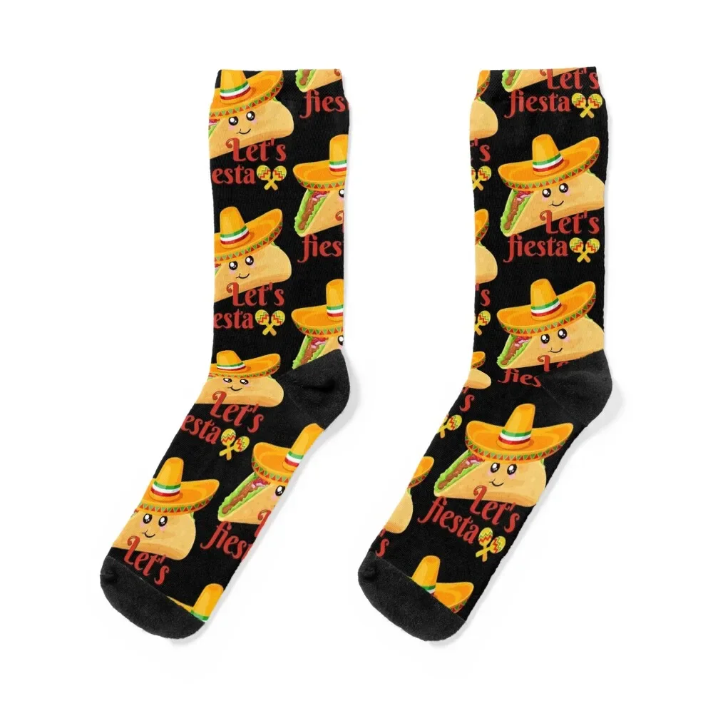 Funny Taco In A Sombrero Let’s Fiesta Socks compression with print Men's Socks Luxury Women's