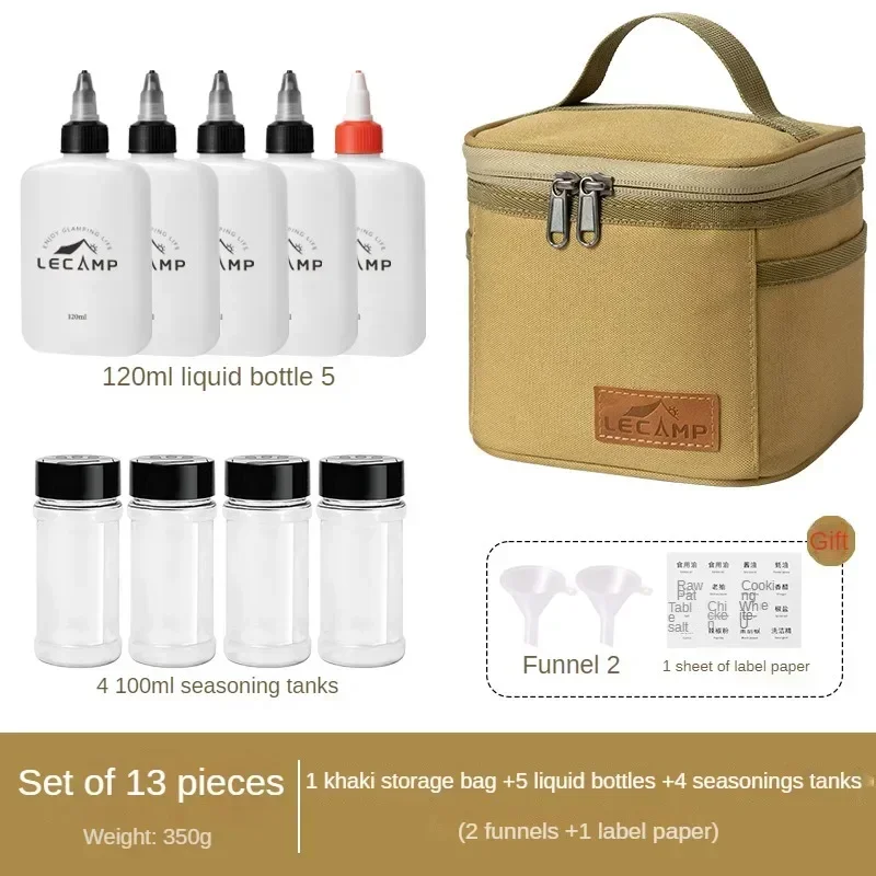 Outdoor camping Seasoning Dispenser Spice Containers Camping seasoning jar Camping Spice Kit Set with Travel Storage Bag 4