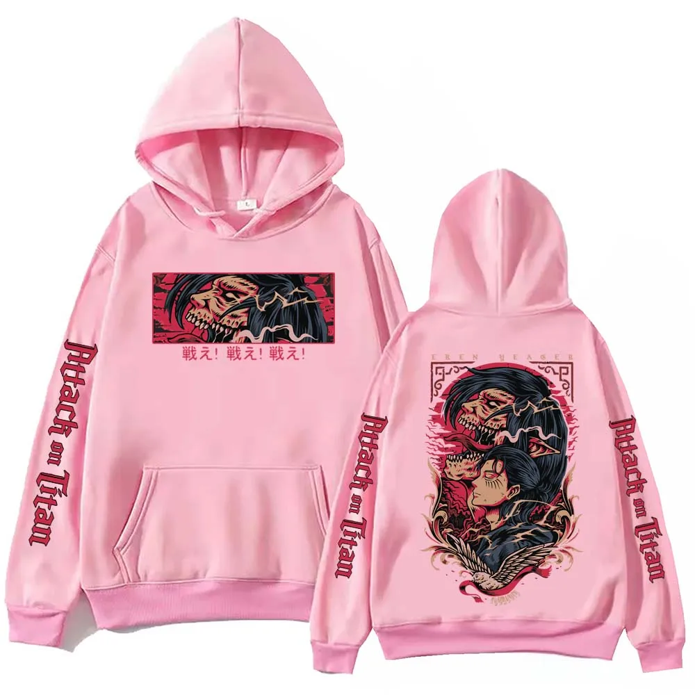 Anime Attack on Titan Eren Hoodie Harajuku  Pullover Tops Man Woman Sweatshirt Fans Gift 4