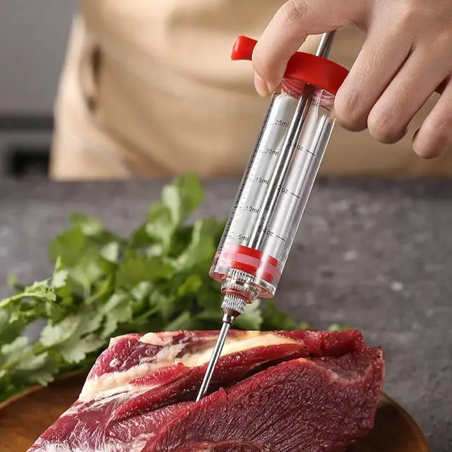 Bbq Húsfecskendező Pulyka Basszus Fecskendő Rozsdamentes Acél Tű Pác Injektor Csirke Mártás Injekciós Szerszám - Image 2