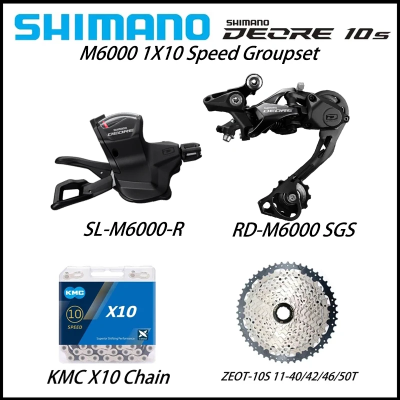 

SHIMANO Deore M6000 1X10S Derailleurs SL-M6000 10 Speed Shift Lever ZEOT Cassette 40T 42T 46T 50T Freewheel X10 10v Groupset