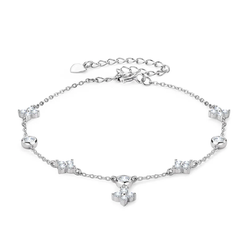 OXTAO Luxus-Moissanit-Armband mit vierblättrigem Kleeblatt-Anhänger für Damen, 14K Gold Filled, verstellbare Kette, Schmuckarmreif – Detail 12