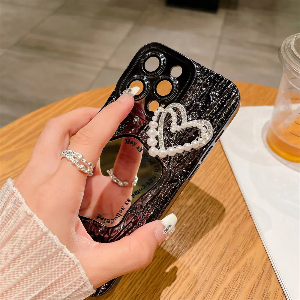 2 Pezzi Cover per iPhone 13 Dorato Amore Cuore Motivo Placcatura TPU