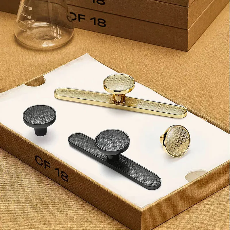 Gouden En Zwarte Keukenkastknoppen Handgrepen Mesh Design Lichte Luxe Kast Lade Trekt Moderne Eenvoudige Meubelbeslag