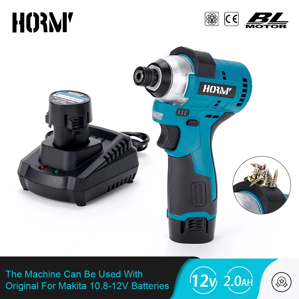 

12V Brushless Cordless Screwdriver 120N.m Electric Hammer Variable Speed Impact Drill Power Tool With Magnetic Hat For Makita