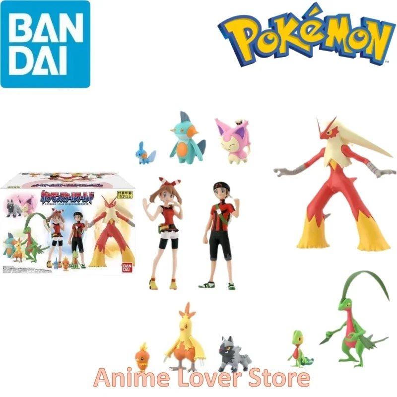 Bandai Original Scale World Pokemon Hoenn Region May Brendan Treecko Torchic Mudkip Blaziken Anime Figure Giocattoli Per Bambini Regalo
